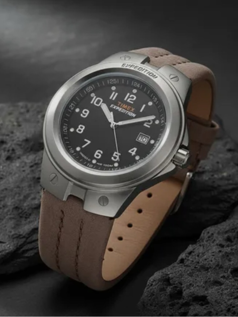 Timex Expedition Watch T49631 – Black Dial with Brown Leather Strap